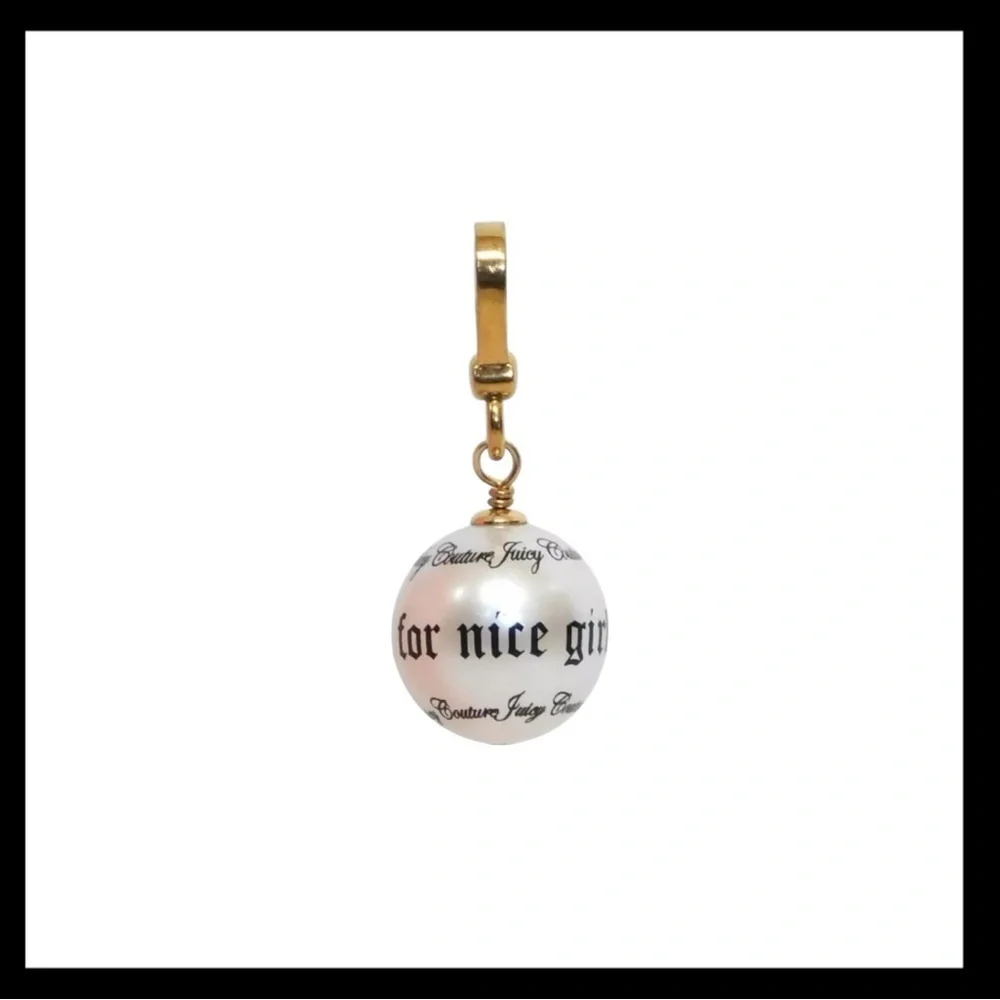 Juicy Couture Script Pearl Charm For Nice Girls Who Like Stuff NIB - Picture 9 of 10